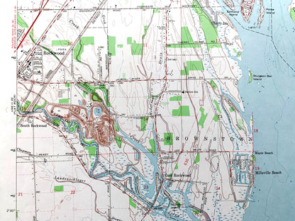 Antique Rockwood, Michigan 1967 US Geological Survey Topographic Map – Wayne, Monroe County, Gibraltar, Grosse Ile, Milleville Beach, MI