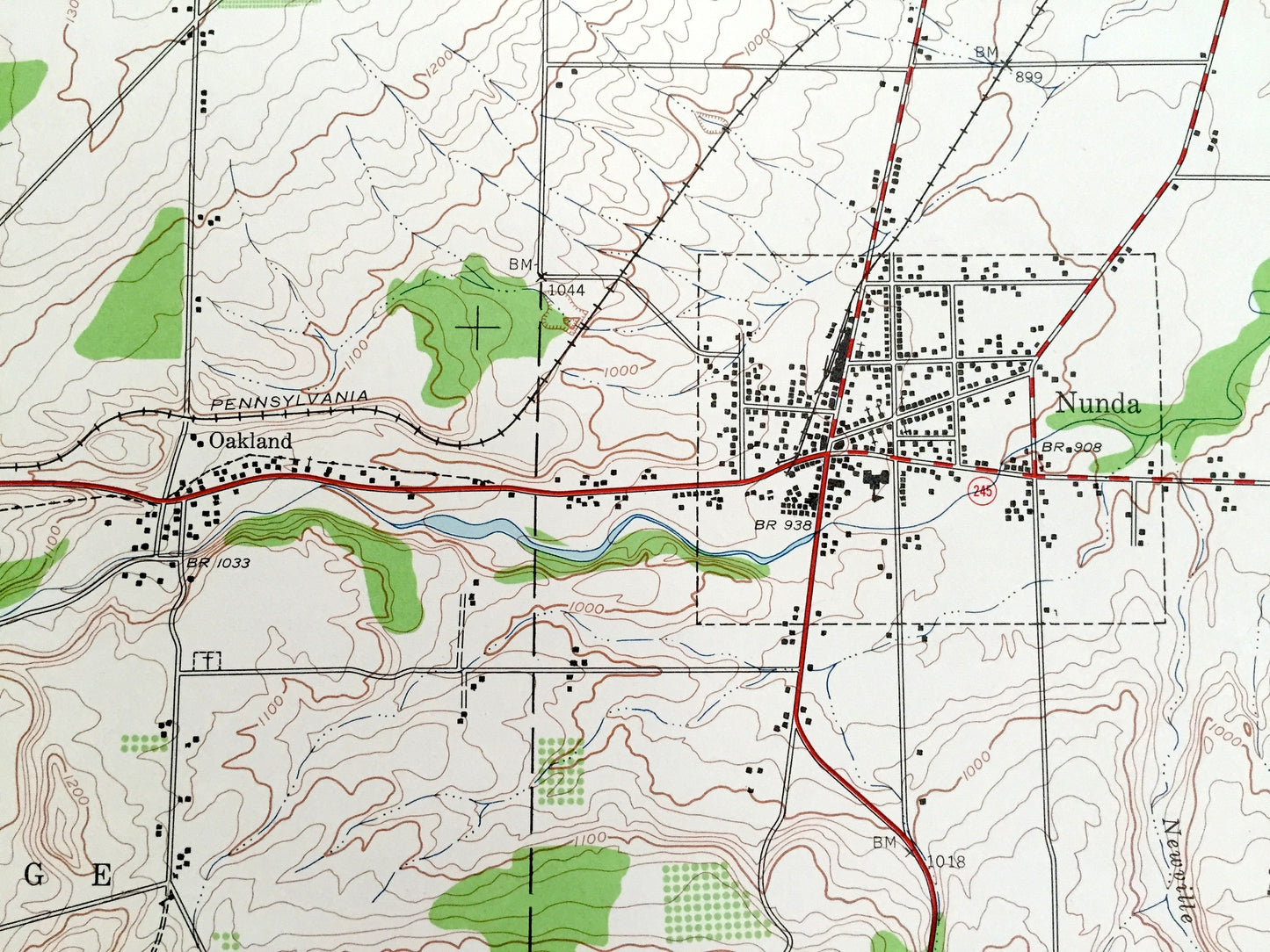 Antique Nunda, New York 1943 US Geological Survey Topographic Map – Livingston, Allegany County, Dalton, Mt Morris, Letchworth State Park NY