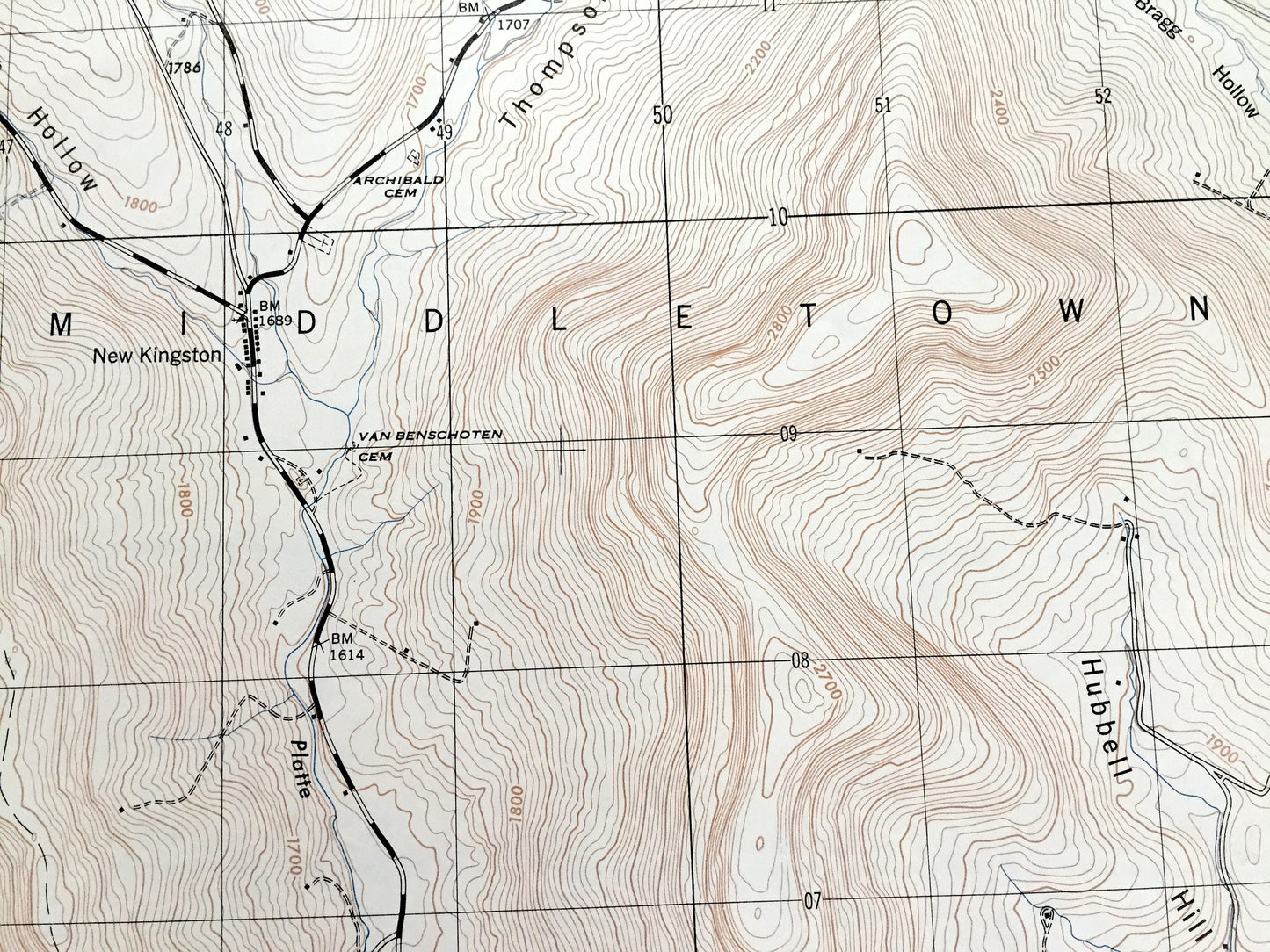 Antique Margaretville, New York 1946 US Geological Survey Topographic Map – Delaware County, Catskills State Park, Middletown, Bovina, NY