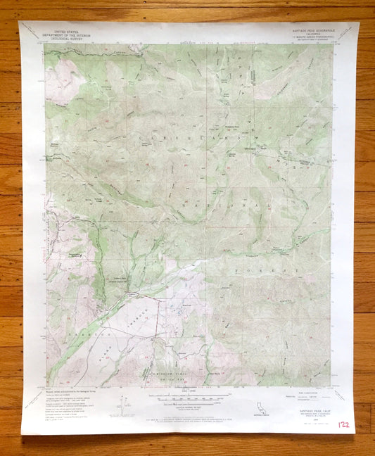 Antique Santiago Peak, California 1954 US Geological Survey Topographic Map – Riverside, Orange County, Trabuco Oaks, Canyon, Modjeska, CA