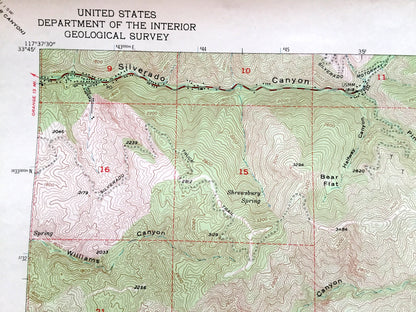 Antique Santiago Peak, California 1954 US Geological Survey Topographic Map – Riverside, Orange County, Trabuco Oaks, Canyon, Modjeska, CA