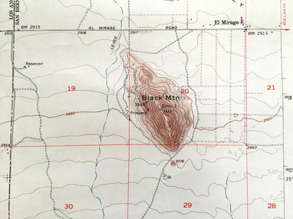 Antique El Mirage Valley, California 1956 US Geological Survey Topographic Map – Los Angeles, San Bernardino County, Black Butte, Gray, CA