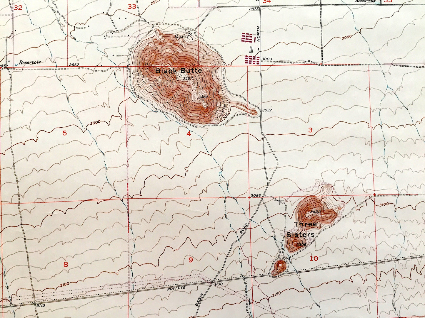 Antique El Mirage Valley, California 1956 US Geological Survey Topographic Map – Los Angeles, San Bernardino County, Black Butte, Gray, CA