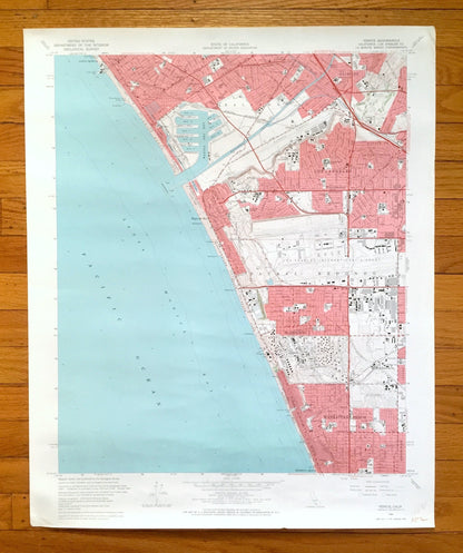 Antique Venice, California 1964 US Geological Survey Topographic Map – Santa Monica, Westchester, Culver City, Los Angeles, Manhattan Beach