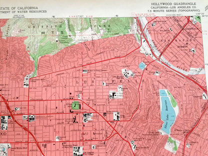 Antique Hollywood, California 1966 US Geological Survey Topographic Map – Los Angeles, San Rafael, Las Cienagas, La Brea, Griffith Park, CA