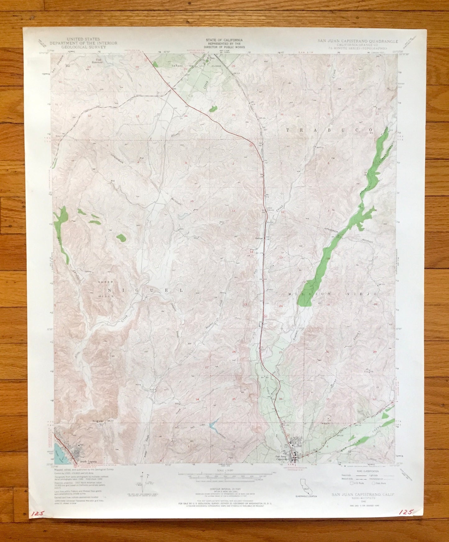 Antique San Juan Capistrano, California 1948 US Geological Survey Topographic Map – Orange County, South Laguna, Niguel, Mission Viejo, CA