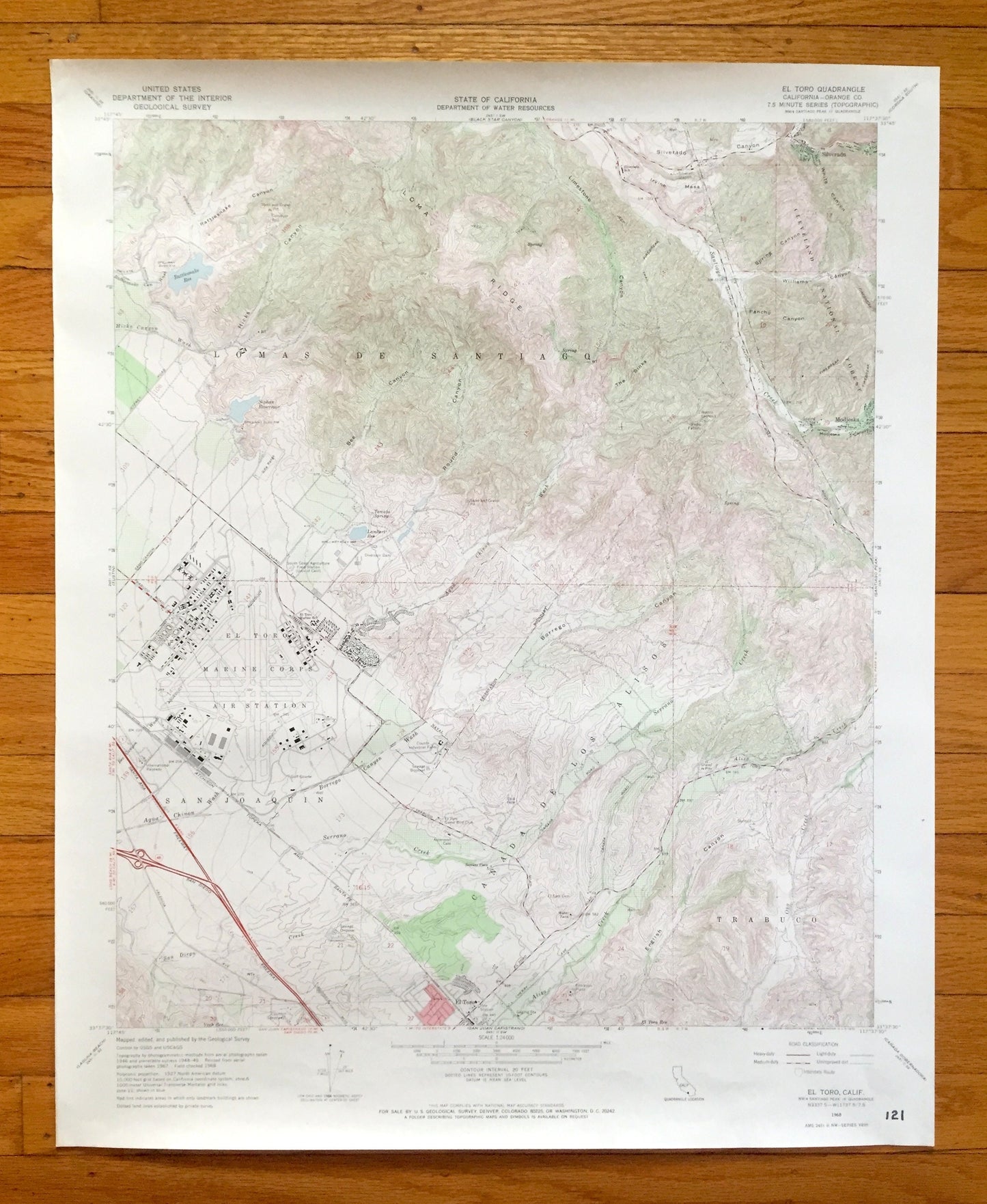 Antique El Toro, California 1968 US Geological Survey Topographic Map – Orange County, Marine Air Base, Irvine, Limestone Canyon Park, CA
