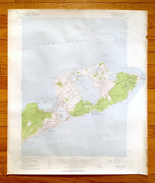 Antique Montauk Point, New York 1956 US Geological Survey Topographic Map – Suffolk County, East Hampton, Napeague, Montauk, NY