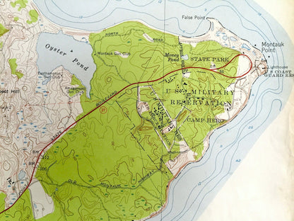 Antique Montauk Point, New York 1956 US Geological Survey Topographic Map – Suffolk County, East Hampton, Napeague, Montauk, NY