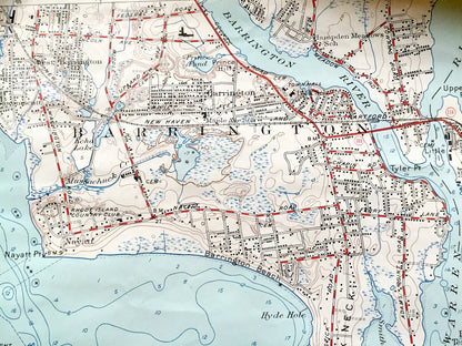 Antique Bristol, Rhode Island 1955 US Geological Survey Topographic Map – Newport County, Barrington, Warren, Nayatt, Shawomet Warwick RI MA