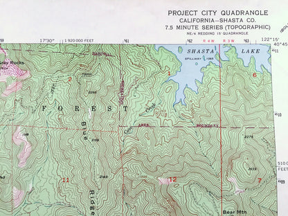 Antique Project City, California 1957 US Geological Survey Topographic Map – Shasta County, Central Valley, Whiskeytown Trinity National, CA