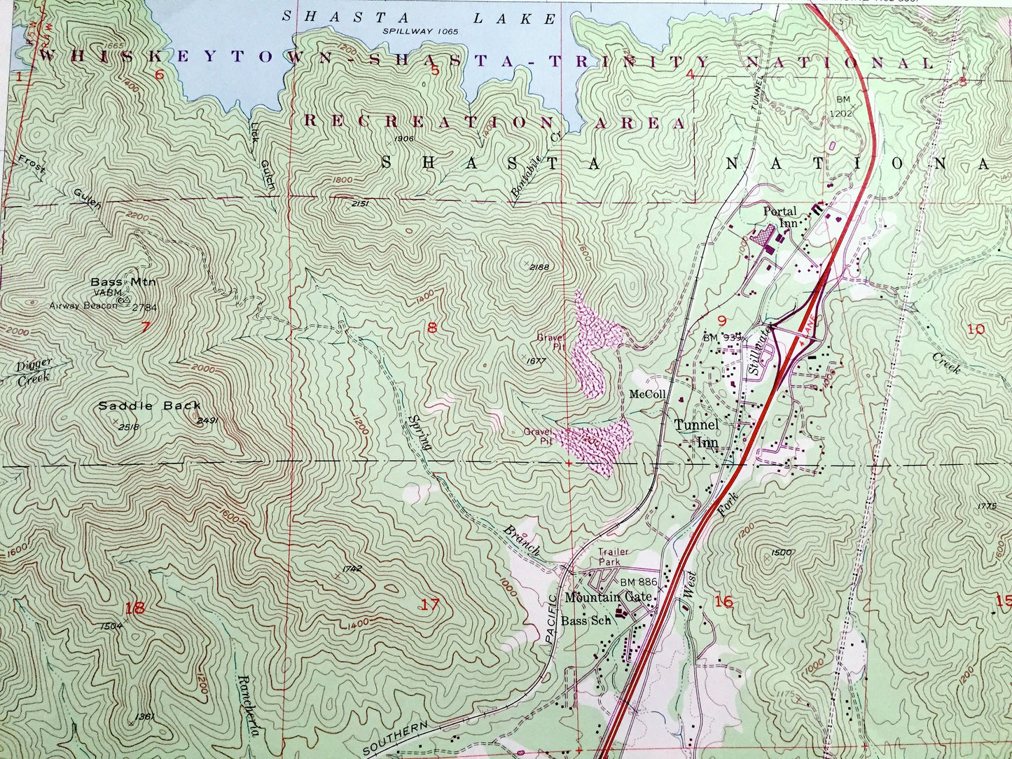 Antique Project City, California 1957 US Geological Survey Topographic Map – Shasta County, Central Valley, Whiskeytown Trinity National, CA