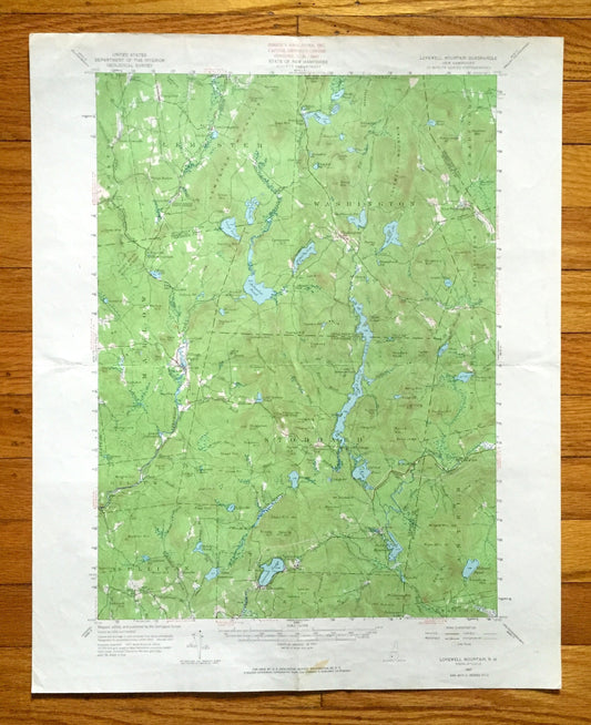 Antique Lovewell Mountain, New Hampshire 1957 US Geological Survey Topographic Map – Washington, Stoddard, Marlow, Lempster, Windsor, NH