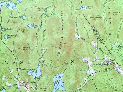Antique Lovewell Mountain, New Hampshire 1957 US Geological Survey Topographic Map – Washington, Stoddard, Marlow, Lempster, Windsor, NH