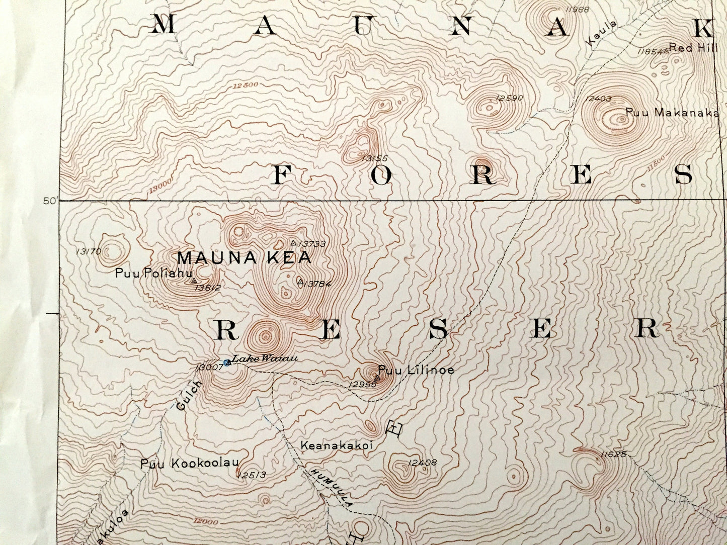 Antique Mauna Kea, Hawaii 1930 US Geological Survey Topographic Map – Hamakua, North Hilo District, Waikamakapo, Umikoa, Dairy, Puu, HI