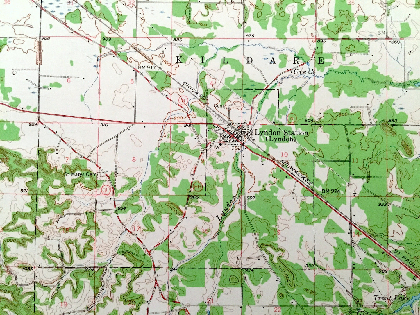 Antique The Dells, Wisconsin 1957 US Geological Survey Topographic Map – Kilbourn, Delton, Lyndon, Reedsburg, Juneau, Sauk, Adams County, WI