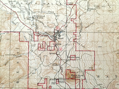Antique Dunsmuir, California 1935 US Geological Survey Topographic Map – Mt Shasta, Siskiyou County, Trinity Range, Weed, McCloud, Cascade