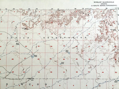 Antique Winslow, Arizona 1954 US Geological Survey Topographic Map – Navajo County, Hopi Indian Reservation, Homolovi State Park, AZ
