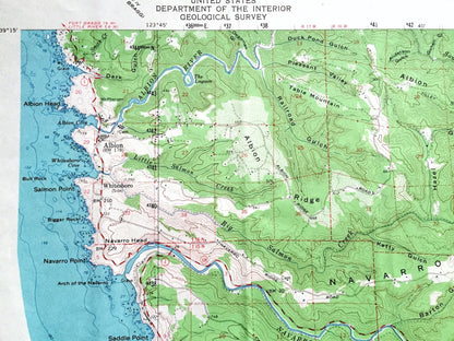 Antique Navarro, California 1961 US Geological Survey Topographic Map – Mendocino County, Albion, Whitesboro, Elk, Coast, Redwood Forest, CA