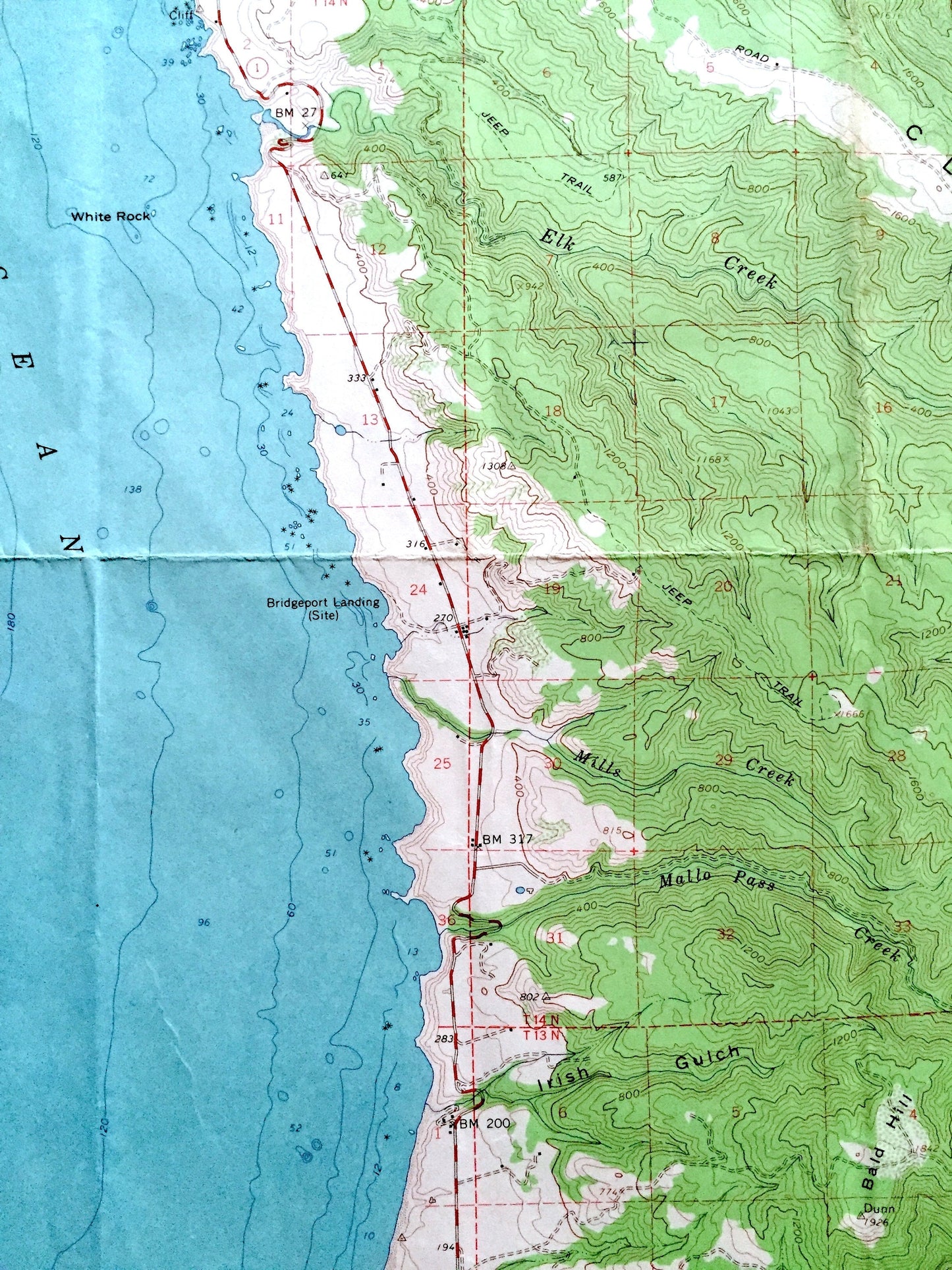 Antique Navarro, California 1961 US Geological Survey Topographic Map – Mendocino County, Albion, Whitesboro, Elk, Coast, Redwood Forest, CA