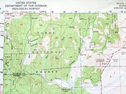 Antique Sierraville, California 1955 US Geological Survey Topographic Map – Plumas, Sierra County, Tahoe National Forest, Sierra Valley, CA