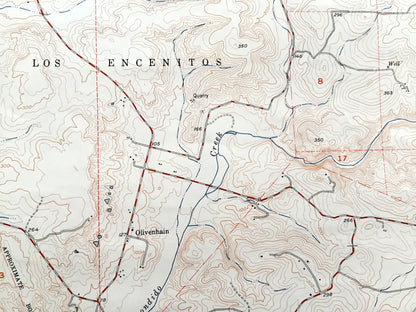 Antique Rancho Santa Fe, California 1949 US Geological Survey Topographic Map – San Diego County, San Dieguito, Los Encenitos, Harmony Grove