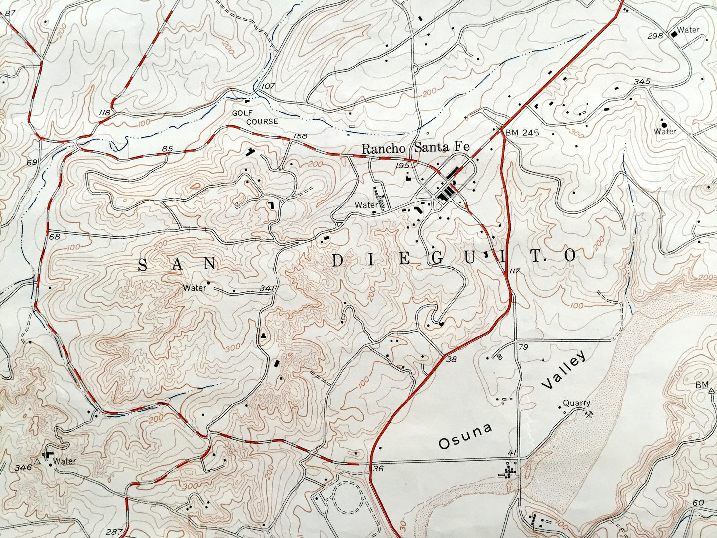 Antique Rancho Santa Fe, California 1949 US Geological Survey Topographic Map – San Diego County, San Dieguito, Los Encenitos, Harmony Grove