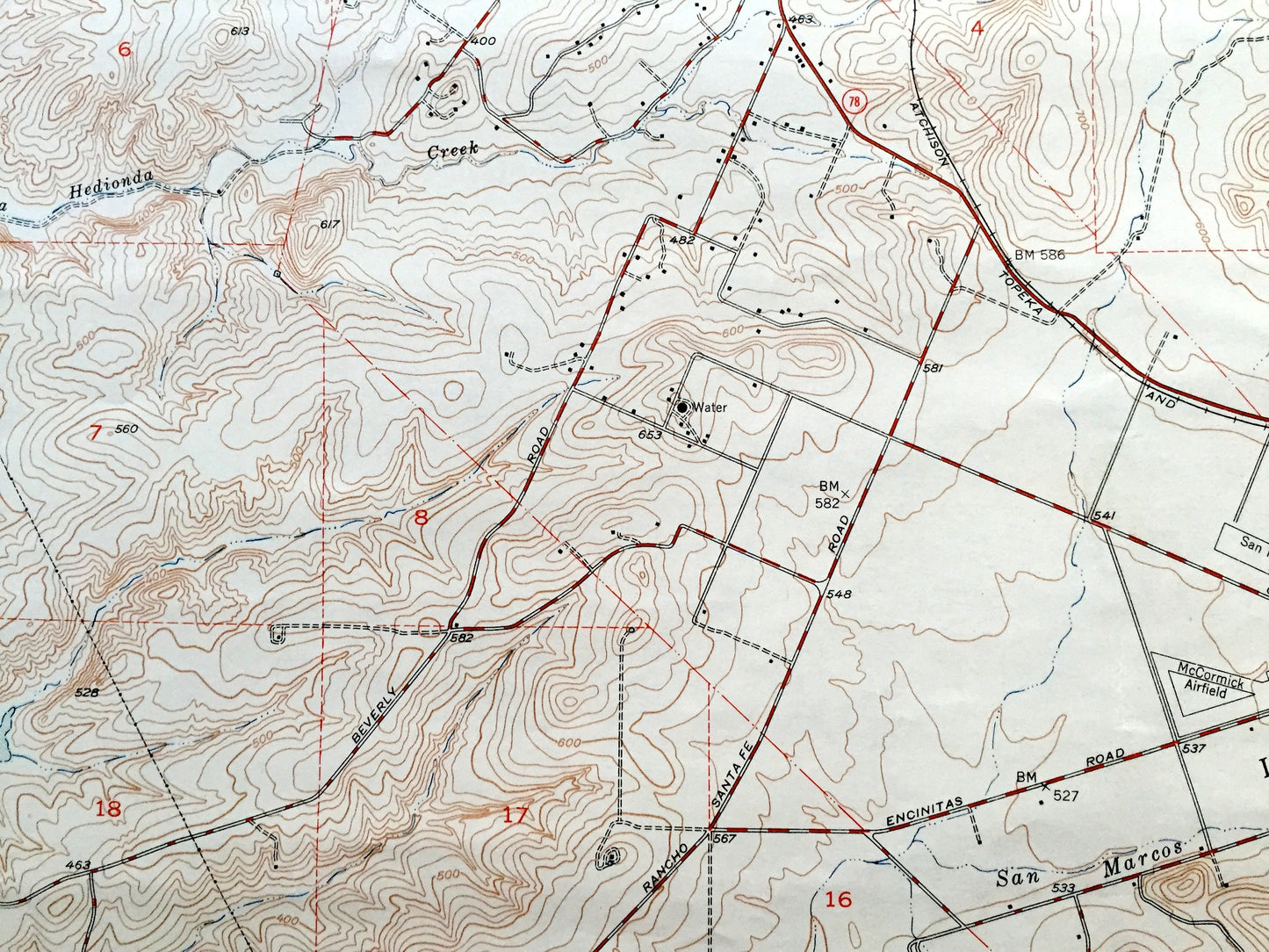 Antique San Marcos, California 1949 US Geological Survey Topographic Map – San Diego County, Carlsbad, Vista, Buena, Escondido, Oceanside CA
