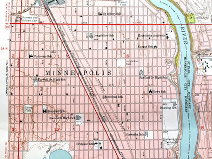 Antique St Paul West, Minnesota 1951 US Geological Survey Topographic Map – Ramsey, Hennepin, Dakota County, Minneapolis, Mendota Heights MN