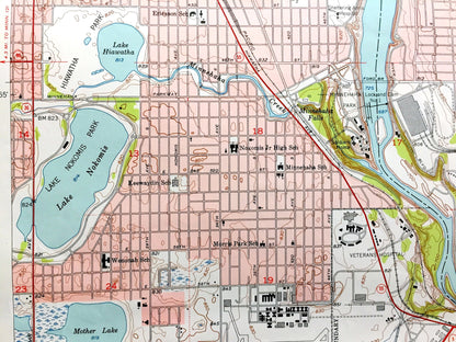 Antique St Paul West, Minnesota 1951 US Geological Survey Topographic Map – Ramsey, Hennepin, Dakota County, Minneapolis, Mendota Heights MN