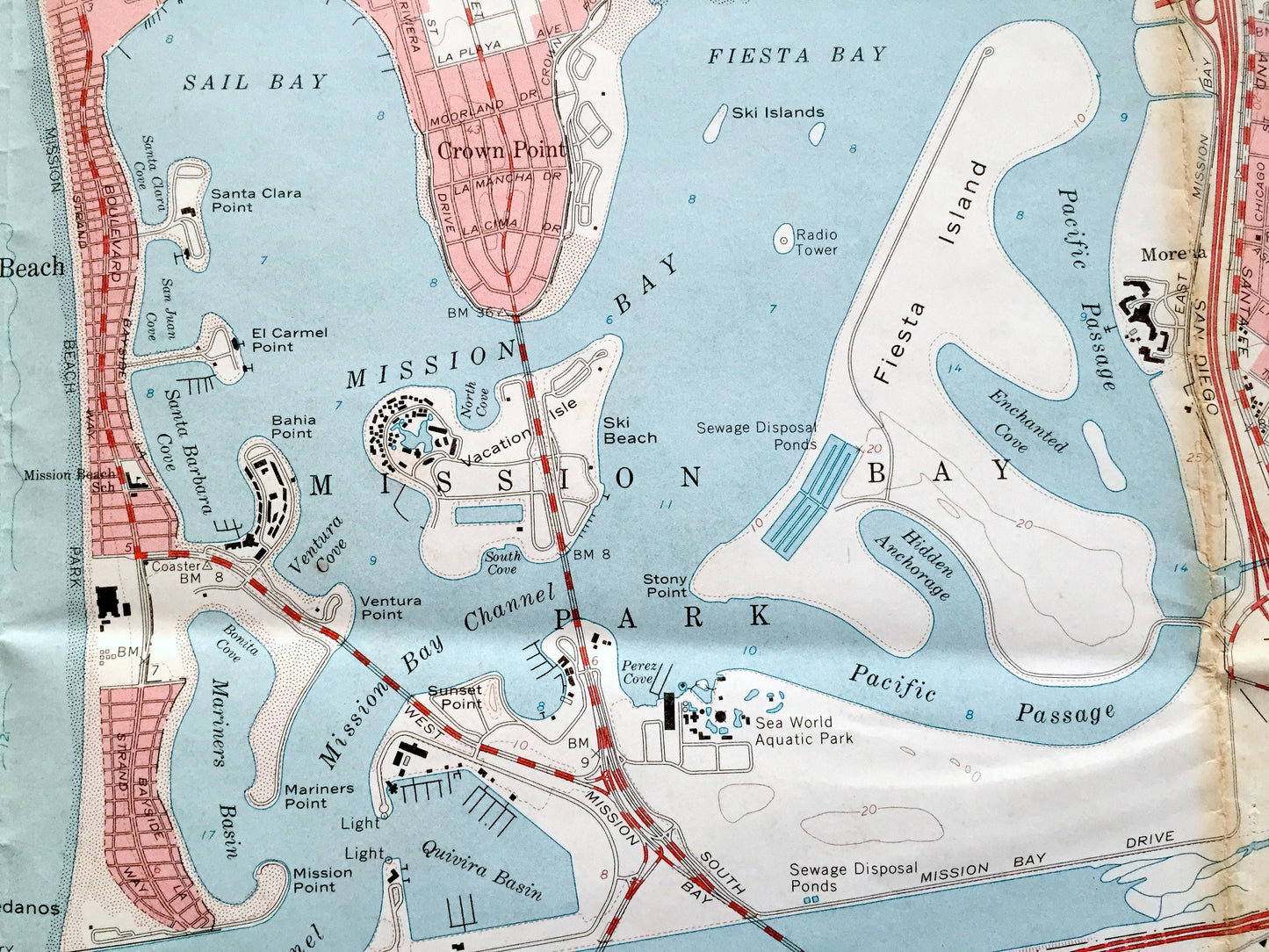 Antique La Jolla, California 1967 US Geological Survey Topographic Map – San Diego, Clairemont, Pacific Beach, University City Serra Mesa CA