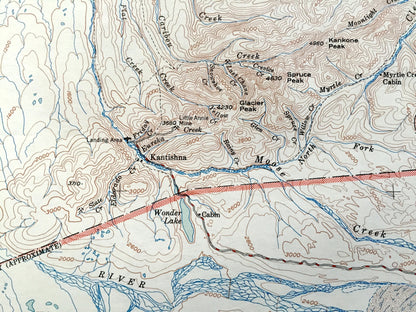 Antique Mount McKinley, Alaska 1952 US Geological Survey Topographic Map – Denali National Park, Chulitna, Nenana, Mt Deception, Glaciers AK