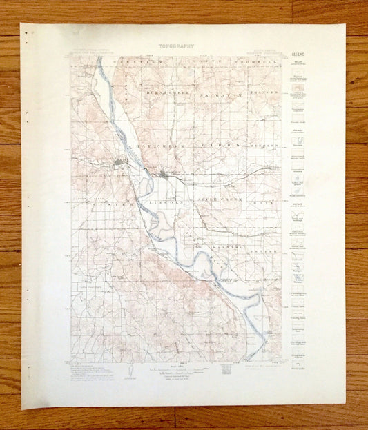Antique Bismarck, North Dakota 1907 US Geological Survey Topographic Map – Morton, Burleigh, Emmons County, Mandan, Lincoln, Custer, ND