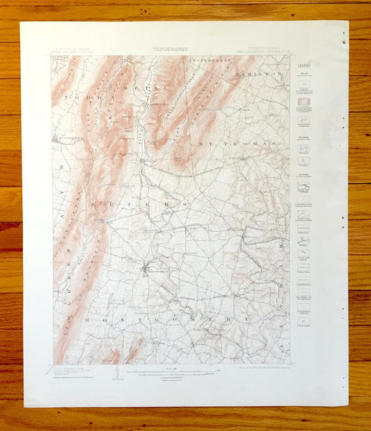 Antique Mercersburg, Pennsylvania 1902 US Geological Survey Topographic Map – Franklin County, McConnellsburg, Williamson, Cove Gap, PA