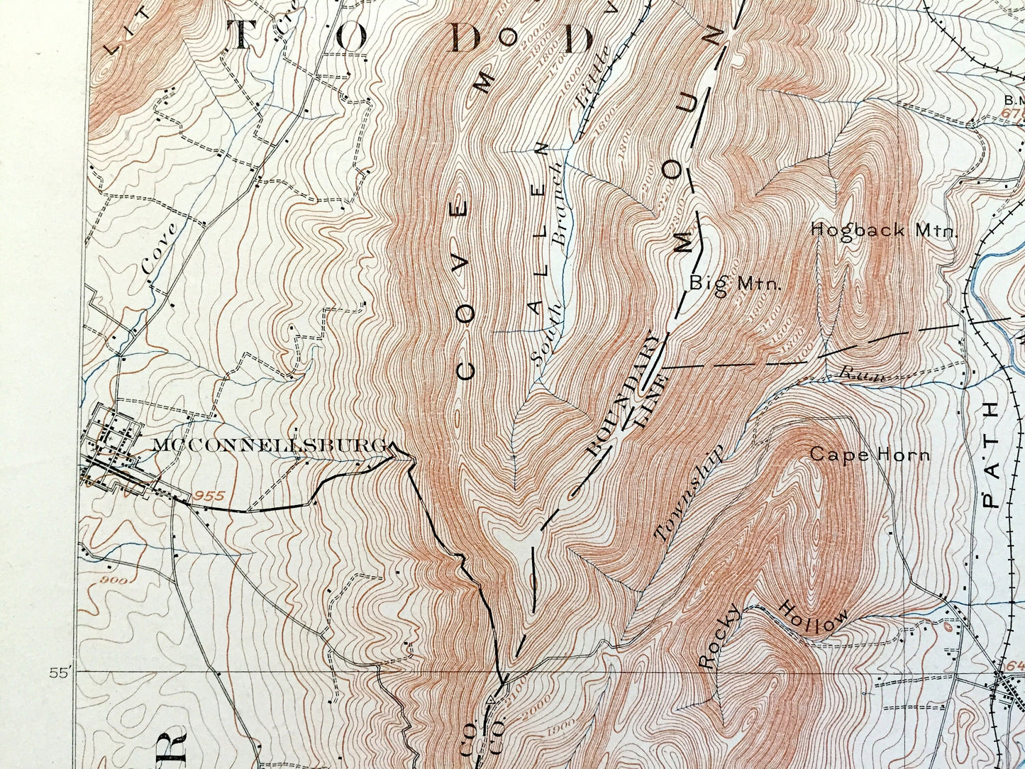 Antique Mercersburg, Pennsylvania 1902 US Geological Survey Topographic Map – Franklin County, McConnellsburg, Williamson, Cove Gap, PA