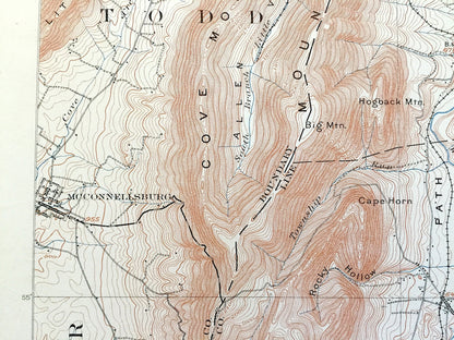 Antique Mercersburg, Pennsylvania 1902 US Geological Survey Topographic Map – Franklin County, McConnellsburg, Williamson, Cove Gap, PA