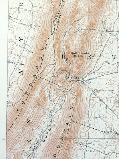 Antique Mercersburg, Pennsylvania 1902 US Geological Survey Topographic Map – Franklin County, McConnellsburg, Williamson, Cove Gap, PA