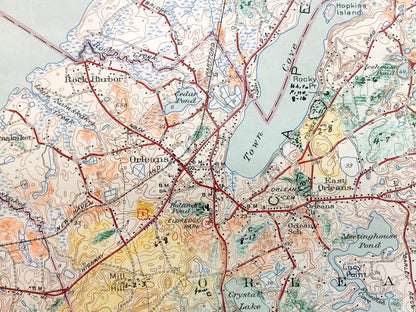 Antique Cape Cod, Orleans, Massachusetts 1944 US Geological Survey Topographic Map – Eastham, Brewster, Nauset Kingsbury Beach Barnstable MA