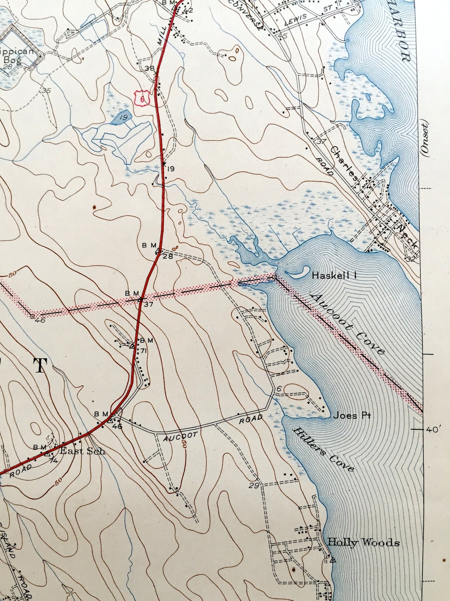Antique Marion, Massachusetts 1941 US Geological Survey Topographic Map – Plymouth, Bristol County, Fairhaven, Rochester, Mattapoisett, MA