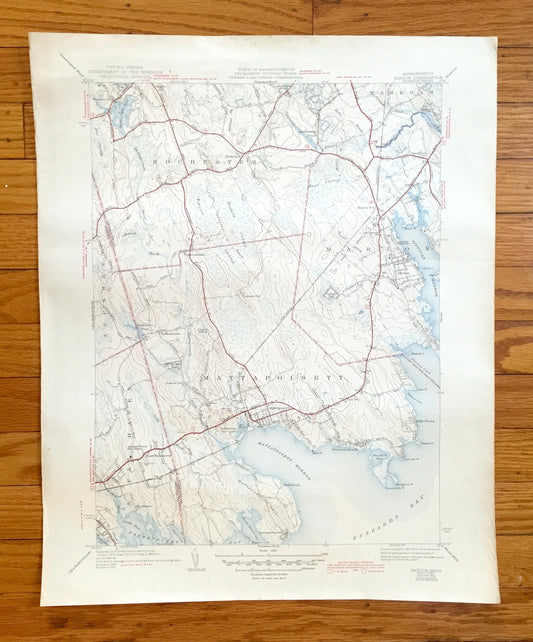 Antique Marion, Massachusetts 1941 US Geological Survey Topographic Map – Plymouth, Bristol County, Fairhaven, Rochester, Mattapoisett, MA