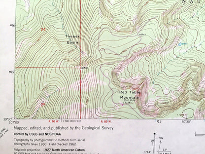 Antique Suicide Mountain, Colorado 1962 US Geological Survey Topographic Map – White River National Forest, Eagle County, Rockies, CO