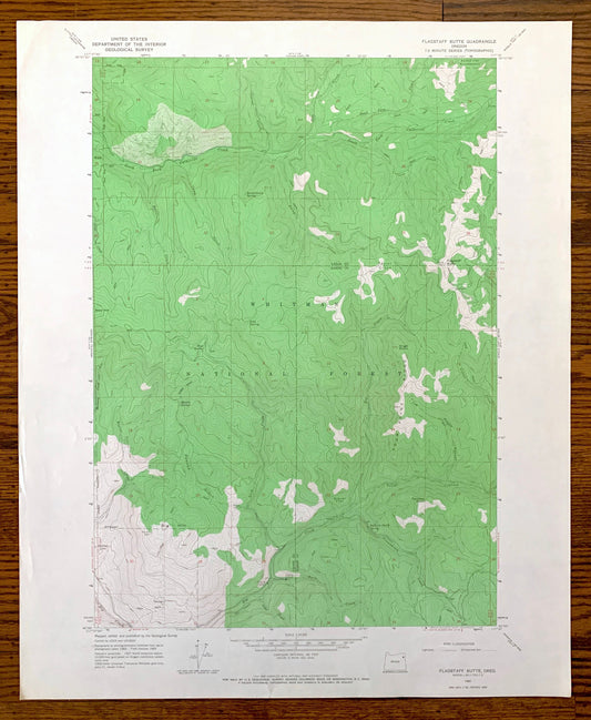 Antique Flagstaff Butte, Oregon 1965 US Geological Survey Topographic Map – Union, Baker County, Whitman National Forest, Pawnee Gulch, OR