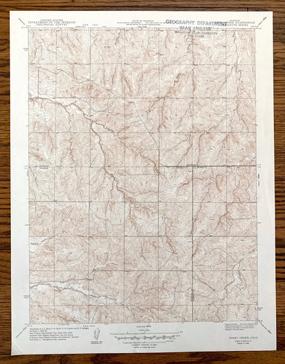 Antique Piney Creek, Colorado 1942 US Geological Survey Topographic Map – Arapahoe, Douglas, Elbert County, Baldwin Gulch, Sulphur Gulch, CO