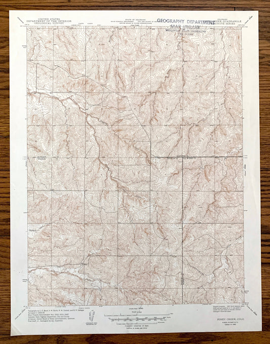 Antique Piney Creek, Colorado 1942 US Geological Survey Topographic Map – Arapahoe, Douglas, Elbert County, Baldwin Gulch, Sulphur Gulch, CO