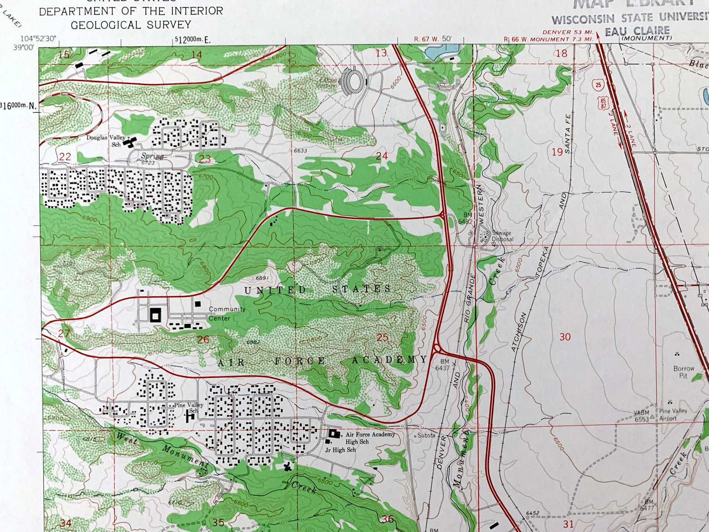 Antique Pikeview, Colorado 1961 US Geological Survey Topographic Map – El Paso County, Edgerton, Breed, Woodmen, Papeton, Wilsons Ranch, CO
