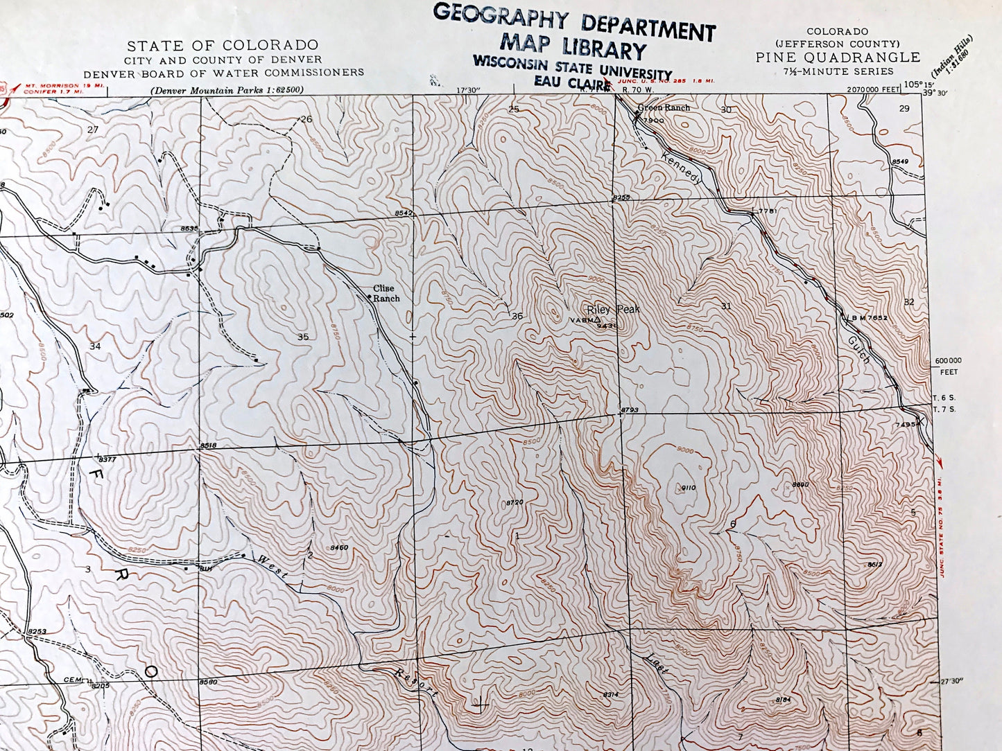 Antique Pine, Colorado 1948 US Geological Survey Topographic Map – Jefferson County, Glenelk, Ferndale, Riverview, Buffalo Creek, CO