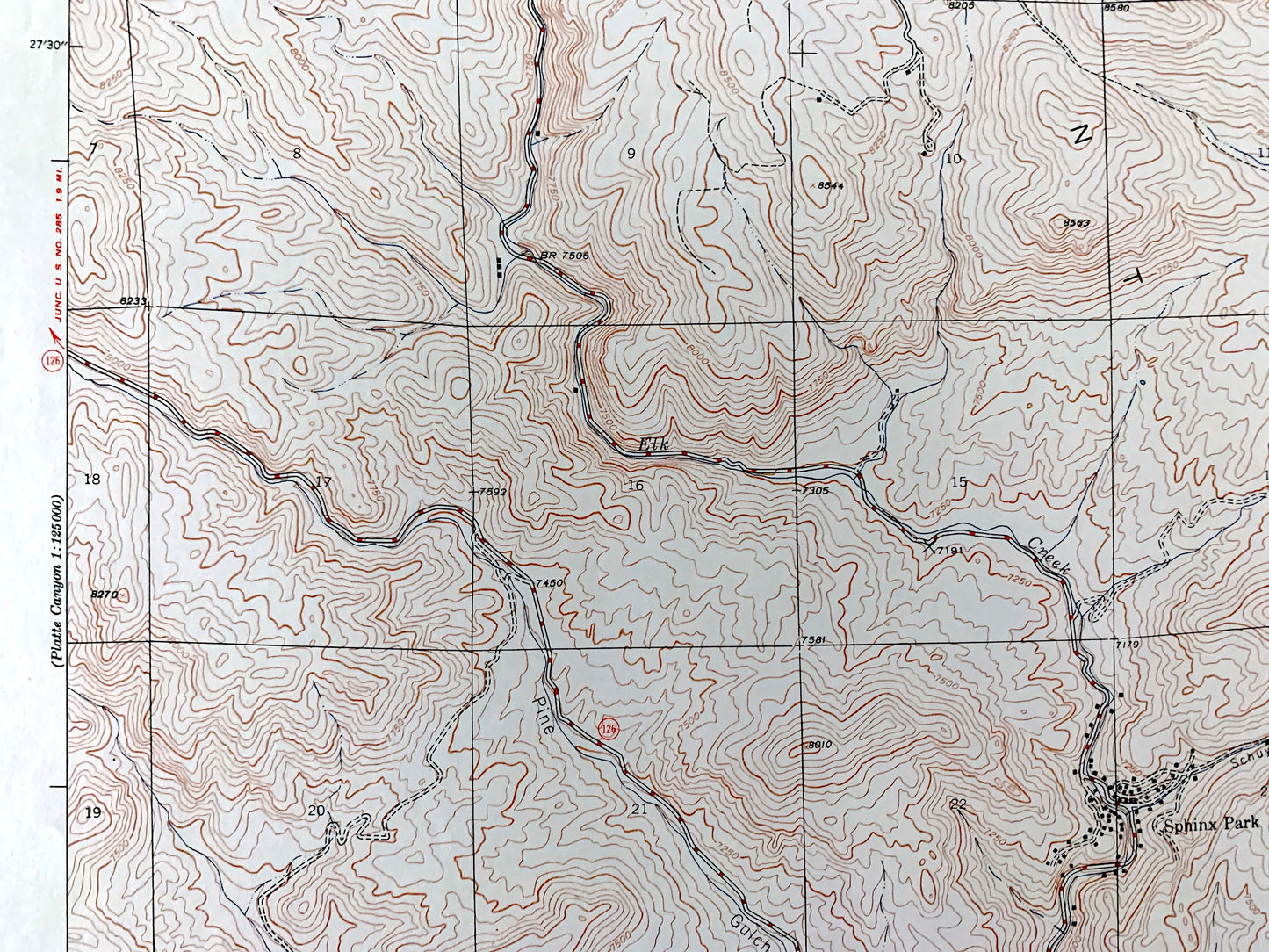 Antique Pine, Colorado 1948 US Geological Survey Topographic Map – Jefferson County, Glenelk, Ferndale, Riverview, Buffalo Creek, CO