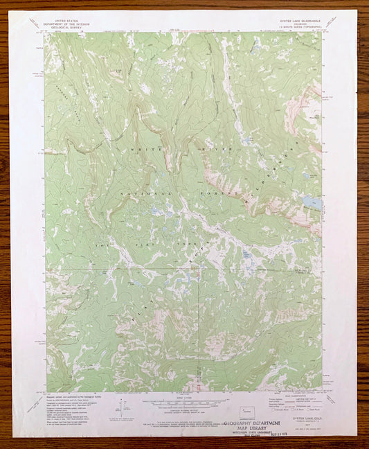 Antique Oyster Lake, Colorado 1977 US Geological Survey Topographic Map – Rio Blanco, Garfield County, White River National Forest, CO