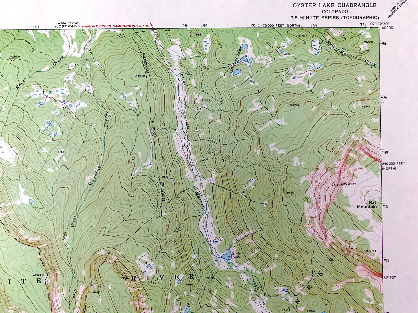 Antique Oyster Lake, Colorado 1977 US Geological Survey Topographic Map – Rio Blanco, Garfield County, White River National Forest, CO