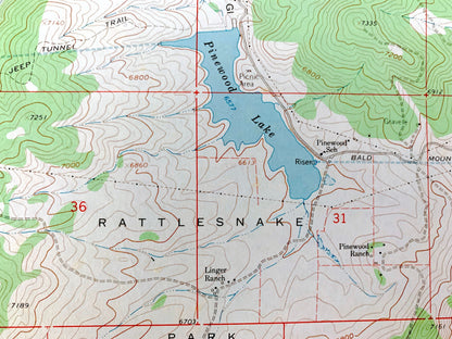 Antique Pinewood Lake, Colorado 1962 US Geological Survey Topographic Map – Larimer, Boulder County, Roosevelt National Forest, Reservoir CO